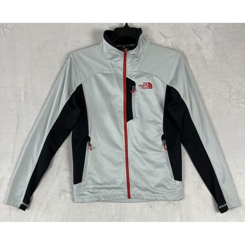 The North Face Jacket Men Small Gray Fleece Full Zip Mock Neck  Pockets Outdoors
